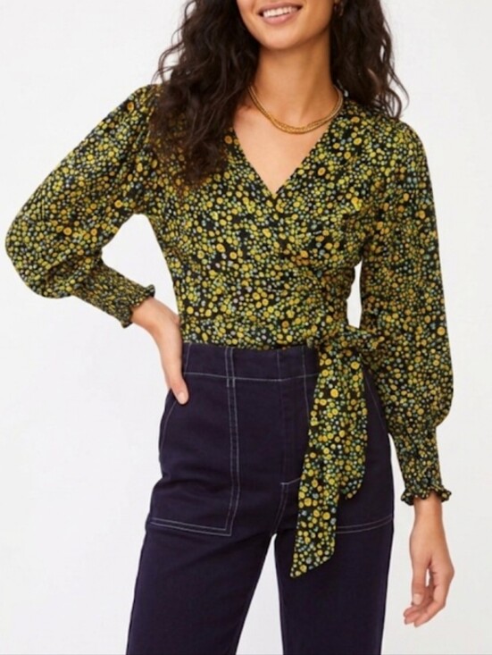 Faithfull the Brand Tops - Anthropologie Faithfull The Brand Nari Wrap Top Floral Tie Waist Blouse Size XS